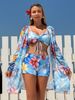 Flowy Chiffon Cover-Up & High-Cut Bikini - Quick-Dry Polyester - Sexy Printed Swimsuits For Beach & Pool - S/M/L/XL"_ecoleips.com