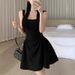 Little Black Elegant Tank For Women Summer New Hepburn Style Waist-Cinching Slimming Strap A-Line Short Dress Trendy_ecoleips.com