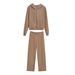 Women's Clothing Velvet Hooded Sweater Jacket/sweatpants Casual Pants Practical Lazy Two Piece Suit New Style_ecoleips.com