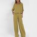 Casual Fashion Pocket Long Pants Beach Spring Summer Short Sleeve Top Pullover Set Women Cotton Linen Solid Color Two_ecoleips.com