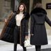 Women's Long Parka Coat With Detachable Faux Fur Trim, Winter Warm Hooded Jacket, Oversized Pockets, Loose Fit, Polyester Shell, Fashion"_ecoleips.com