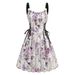 Voya Women's European And American Foreign Trade Independent Site Digital Print Lace-up O-ring Elegant Party Sexy Tank Dress_ecoleips.com