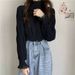 Women's Long-Sleeve Tops, 2026, Spring/Autumn/Winter, Ruffled Design With A Half-Turtleneck Base Shirt, Trendy Style_ecoleips.com