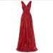 Women's Clothing Evening Dress V Neck Sexy Slim Long Sequined Dress_ecoleips.com