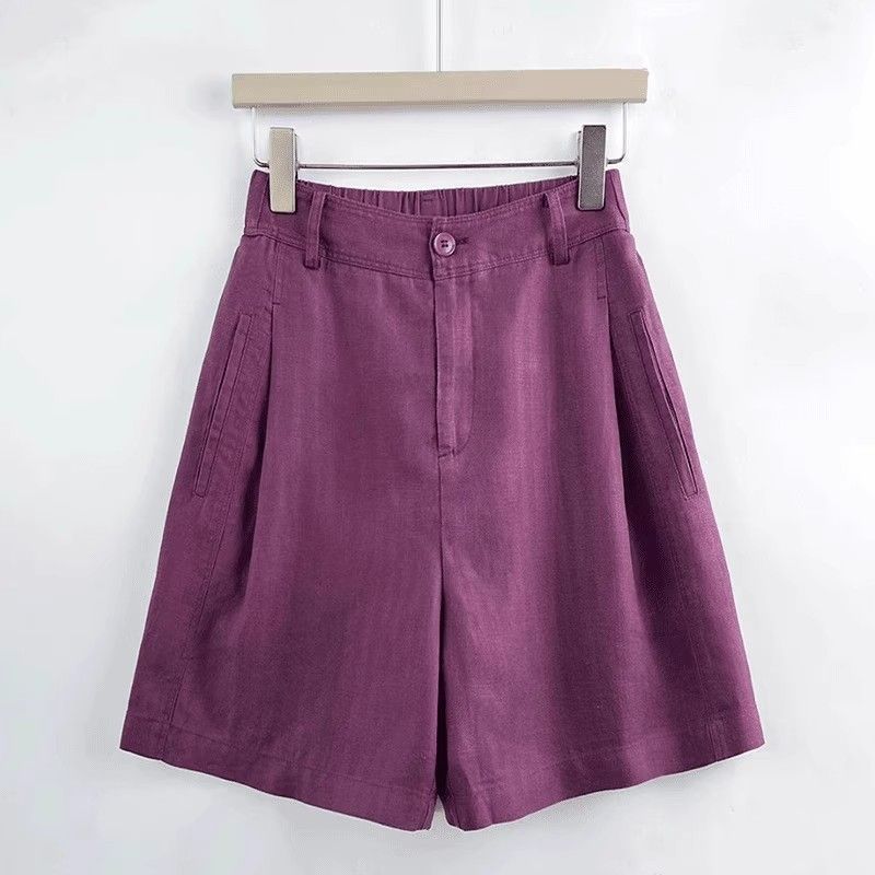 Women's High-Waisted Slimming Tencel Linen Suit Shorts Loose Fit Casual A-Line Wide Leg Summer Bottoms_ecoleips.com