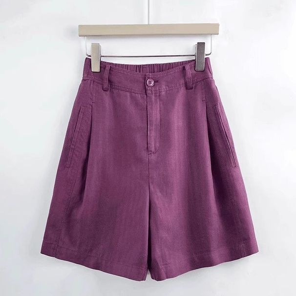 Women's High-Waisted Slimming Tencel Linen Suit Shorts Loose Fit Casual A-Line Wide Leg Summer Bottoms_ecoleips.com