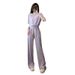 Casual Sports Suit For Women Summer Outfit 2025 New Style Youthful Slimming Fashionable High-Waisted Short Sleeve_ecoleips.com