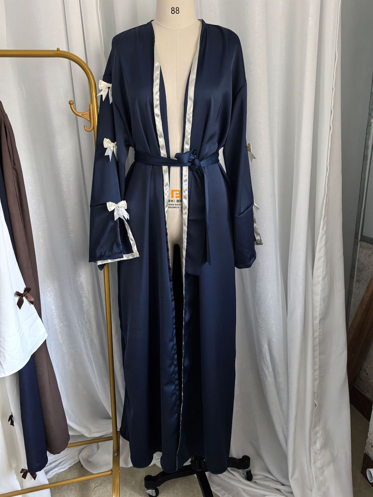 Modest Abaya Dress Muslim Dress Women Elegant Butterfly-Sleeve Abaya Dress With Bow Tie - Flowy Long Robe For Women, Modest Islamic Fashion_ecoleips.com