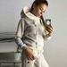 Women's Clothing Autumn and Winter Women's Clothing Hot Style Fleece Fashion Leather Badge Long Sleeve Hooded Casual Sports Suit_ecoleips.com