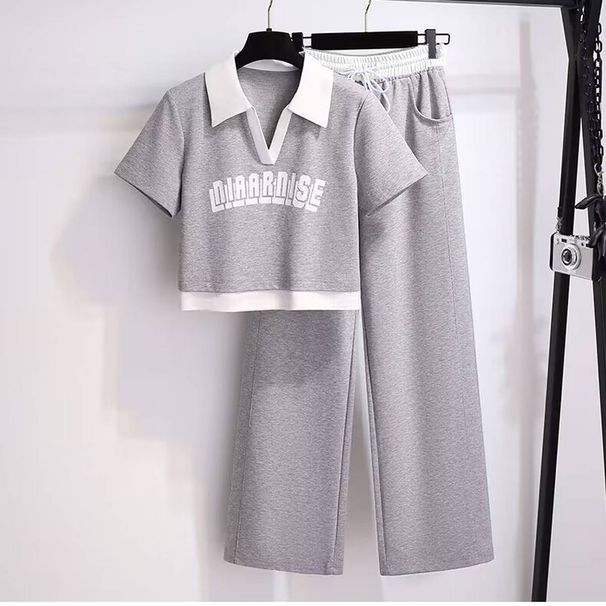 Women's Clothing Casual Sports Suit For Women Summer New Internet Celebrity Fashionable Sweatshirt Wide Leg Pants Running Suit Two Piece Set_ecoleips.com