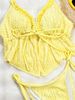 Women's Clothing Sexy Two Piece Swimsuit European American Style Yellow Stylish Bikini For Hot Spring Beach Vacation Women's Clothing_ecoleips.com