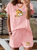 Women’s 2 Piece Outfit Set – Oversized Graphic T-Shirt And Biker Shorts Matching Set, Casual Summer Lounge Tracksuit For Daily Wear-343_ecoleips.com