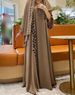 Pink Chiffon Muslim Set For Women Ages 18-45 Spring/Summer Long Robe With Round Neck Headscarf Conservative Fashion Polyester_ecoleips.com