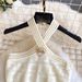 Women's Halter Neck Knitted Dress Slim Fit High Waist A-Line Skirt White Summer Korean Style Commute Appropriate_ecoleips.com