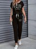Women's Clothing Color Block Trim Casual Suit American Style Loose Fit Short Sleeve Spring Summer Autumn New_ecoleips.com