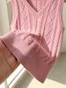 Women's Chic V-Neck Cable Knit Vest, Sleeveless Casual Sweater Top_ecoleips.com