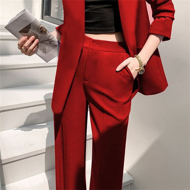 Women's Clothing Autumn Small Suit Jacket Spring And Autumn Two Piece Suit Small Red Loose Casual Suit_ecoleips.com