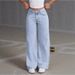 Women's Casual Straight Leg Wide Leg Solid Color Jeans Autumn Fashion Relaxed Everyday Wear Comfortable Feshion_ecoleips.com