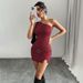 Voya 2026 Women's Fashion Niche American Socialite Style Spring Summer Asymmetrical Neck Bodycon Slimming_ecoleips.com