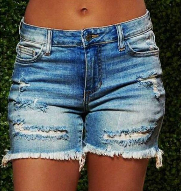 Women's Clothing Ripped Raw Edge Denim Shorts Ladies Hot Pants_ecoleips.com
