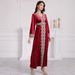 Modest Abaya Dress/Muslim Dress Women Elegant Dress With V-Neck & Embroidered Velvet For Women – Modest Long Sleeve Maxi Dress (Available In S-XXL)_ecoleips.com