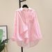 Women's Clothing Pure Cotton Long Sleeved Shirt Striped Print Fashionable Loose Cardigan Style Versatile Spring Inner Layer Top_ecoleips.com