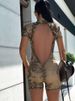 Weird Puss Backless Playsuit Women See Through Shorts Sleeve Peach Buttocks Summer Trend Aesthetic Print Midnight Club Romper_ecoleips.com