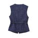 European And American Women's Clothing Popular Style With Belt And Sequins Textured Vest_ecoleips.com