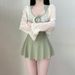 Women's High-End Two Piece Swimsuit Set Conservative Flattering Slimming Long Sleeved Sun Protective One Piece Dress Style For Hot Springs_ecoleips.com