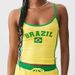 Women's Brazilian Flag Print Sport Suit World Cup Jersey Letter Design Activewear Set_ecoleips.com