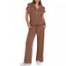 Summer Casual Sports Suit For Women Zipper Short Sleeve Sweatshirt And Wide Leg Pants Two Piece Set_ecoleips.com