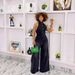 Summer New Women's Clothing European And American Style Lapel Halter Neck Single Breasted Backless Denim Jumpsuit Trousers_ecoleips.com