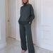 Minimalist Workwear Set - Long Sleeve Knit Top + Relaxed Pants, Breathable Stretch Fabric For Office & Weekend Errands (Gray/Red/Navy, S-XXXL)_ecoleips.com