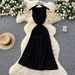 High End Women's Patchwork Irregular Mesh Dress French Style Slimming Elegant Sleeveless Long Dress For Summer_ecoleips.com