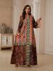 Muslim Women's Long Robe, Printed Embellished Dress, Elegant Evening Gown, Stylish Muslim Fashion, Perfect For Special Occasions_ecoleips.com