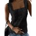 Women's Clothing Elegant Lace Square Neck Sleeveless Vest Top New Summer Arrival For Women_ecoleips.com
