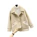 Women's Short Teddy Fleece Jacket – Cozy Polo Collar Cropped Coat, Winter Plush Outerwear (4 Colors, S-3XL)_ecoleips.com