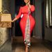plus Size Women's Elegant Pencil Skirt Dress Bodycon Patchwork African Style 2024 Amazon Fashion D539_ecoleips.com