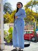 Women's Clothing Autumn And Winter Street Casual Printed Striped Two Piece Suit Long Sleeve Single Breasted Lapel Tie Side_ecoleips.com