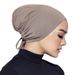 Women's Clothing Solid Color Mercerized Cotton Strap Elastic Bottoming Hat Adjustable Tie Headscarf Wool Muslim Cap_ecoleips.com