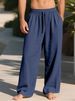 Aria Basics Cross-border TK In-Stock 2026 Autumn European And American Men's Solid Color Loose Thick Cotton-Linen_ecoleips.com