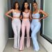 2025 New Summer Women's Two-Piece Bandage Set Sexy Strap Short Top + High Waist Flared Pants_ecoleips.com
