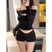 Spice Girl Mid-waist Hip Denim Shorts Summer Solid Color Basic Simple Versatile Comfortable Elastic Hip-wrapped Slim-fit Hot Pants_ecoleips.com