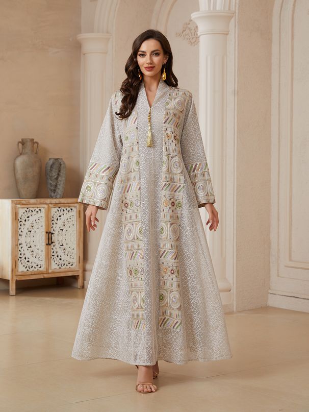 plus Size Women's Embroidered Sequin Robe NC03 New European American Style Muslim Fashion Cross Border Design_ecoleips.com