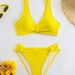 High Waist Solid Color Bikini Style Cover Belly Split Design Women's Swimsuit Sexy Vacation Fashion_ecoleips.com