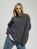 Oversized Knit Sweater – 3D Embroidery Detail, Soft Polyester-Acrylic Blend, Relaxed Fit Round Neck Pullover For Women_ecoleips.com