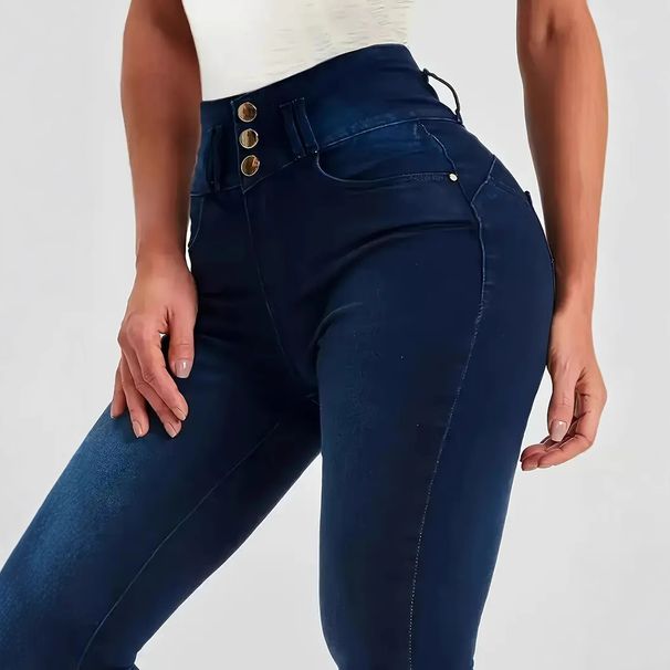 High Waisted Stretchy Denim Skinny Jeans Multi Pleat Hip Lifting Casual Fashion Cotton Blend Spring/Autumn Collection_ecoleips.com