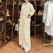 Women's Elegant Pantsuit Set Solid Color Long Sleeved Shirt Wide Leg Pants Casual Office Wear Spring Autumn_ecoleips.com
