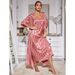 Aria Basics European American Cross-Border Camisole For Women, High-End Ice Silk Three-Quarter Sleeve Robe And Nightdress Two-Piece_ecoleips.com