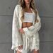 Printed Long Sleeve Nightgown Shorts Ice Silk Comfortable Skin-Friendly Pajamas Two-Piece Set European And American_ecoleips.com
